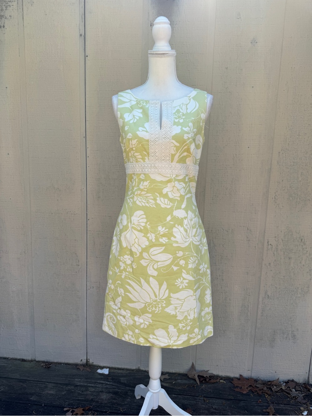 Ann Taylor Yellow and White Floral Midi Dress